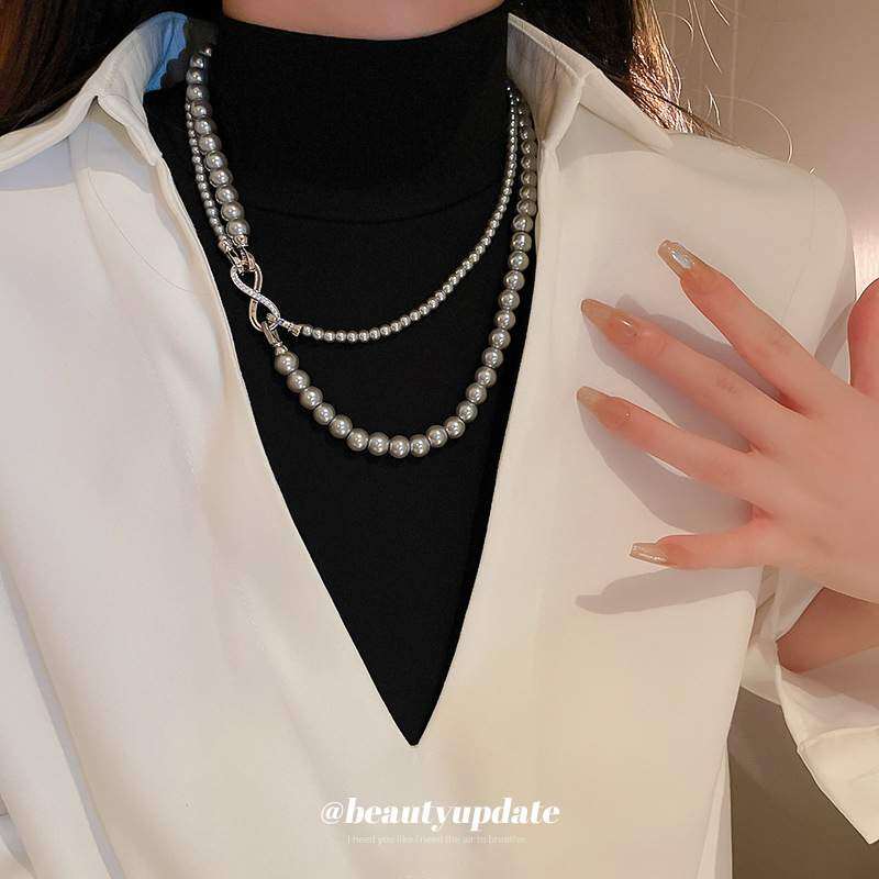 ネックレス｜２層・フレンチスタイル・シンプルデザイン・鎖骨チェーン・重ね着け・高級感・気品あるアクセサリー|undefined