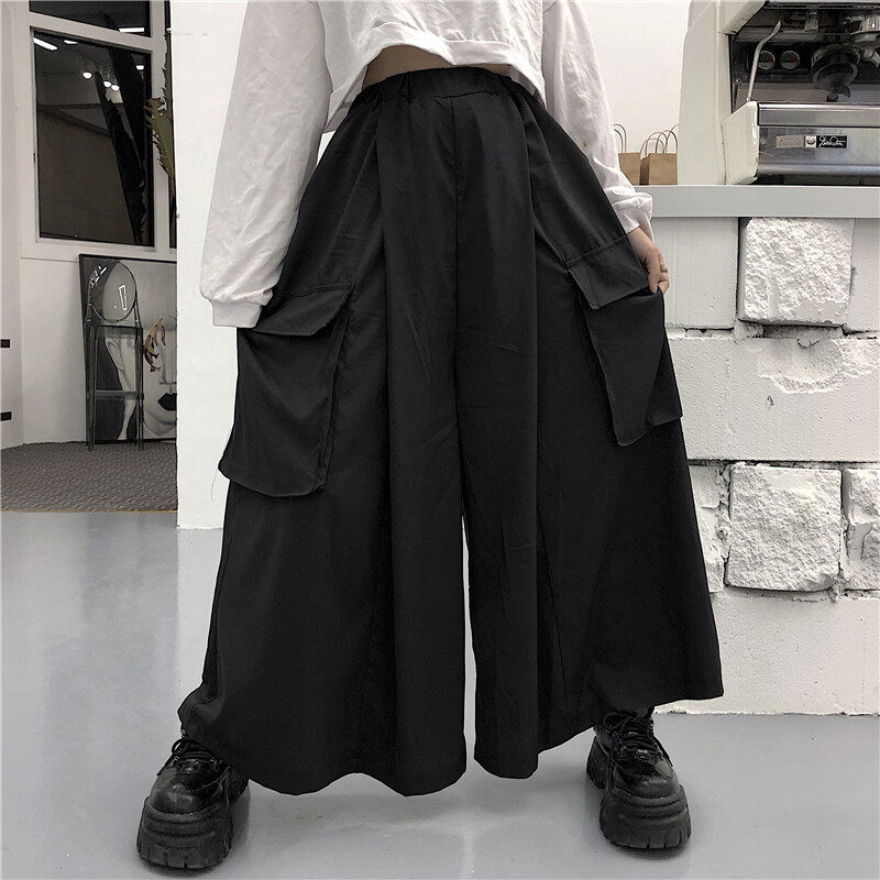 ワイドパンツ｜ゆったり・新作・ハイウエスト・九分丈・大きポケット・デザイン感・カーゴパンツ・秋冬・カジュアル・ファッション|undefined