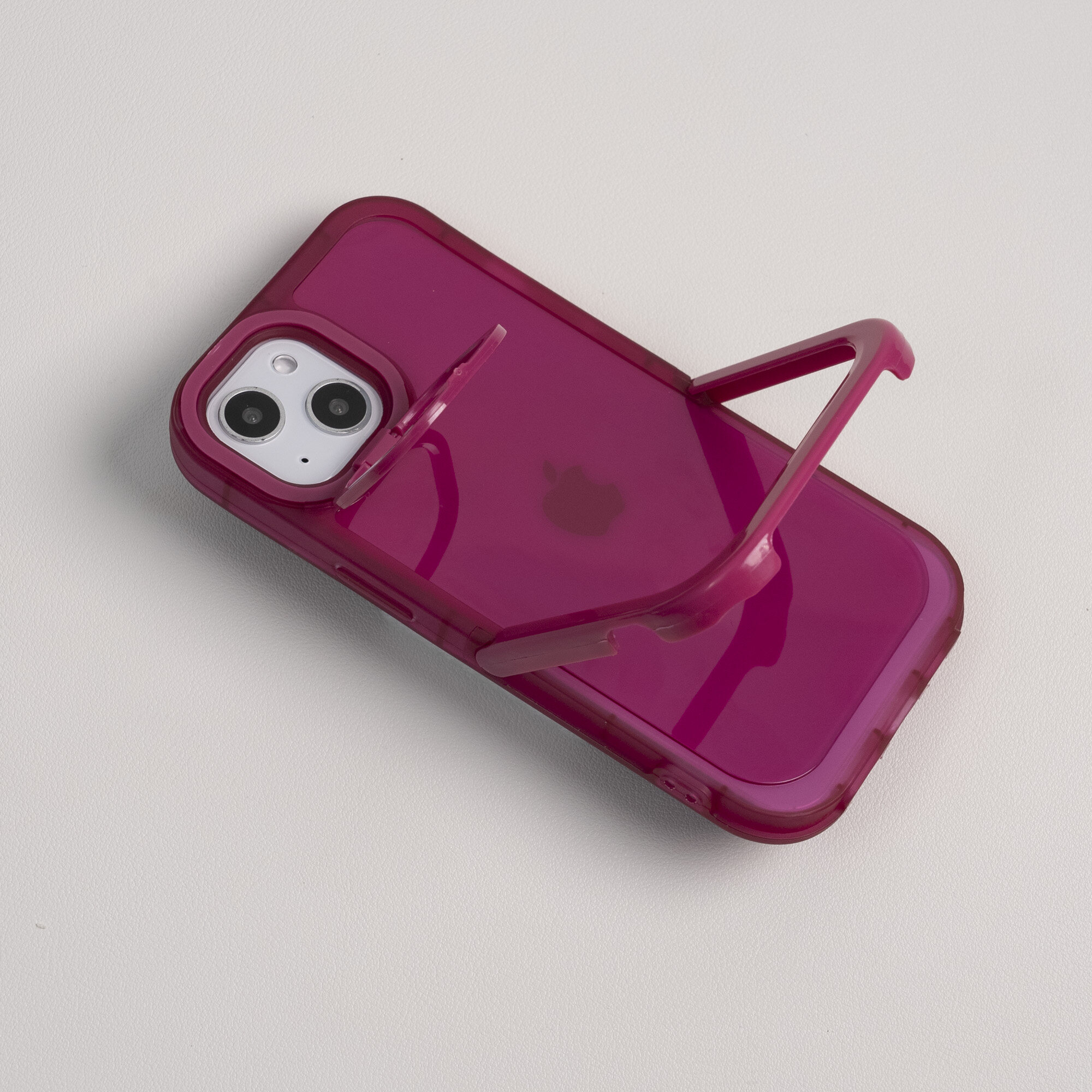 【隠しスタンド】iPhone対応スマホケース｜きれいローズ色|undefined