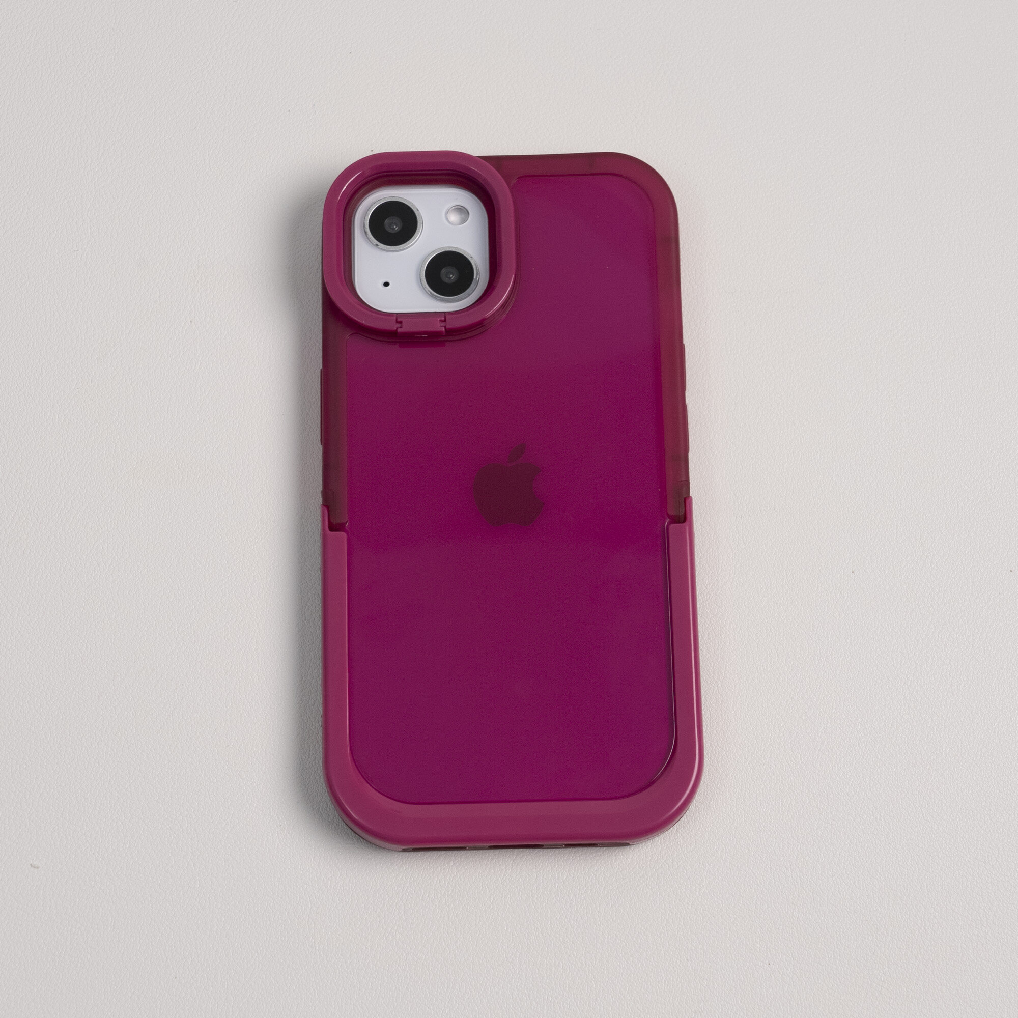 【隠しスタンド】iPhone対応スマホケース｜きれいローズ色|undefined