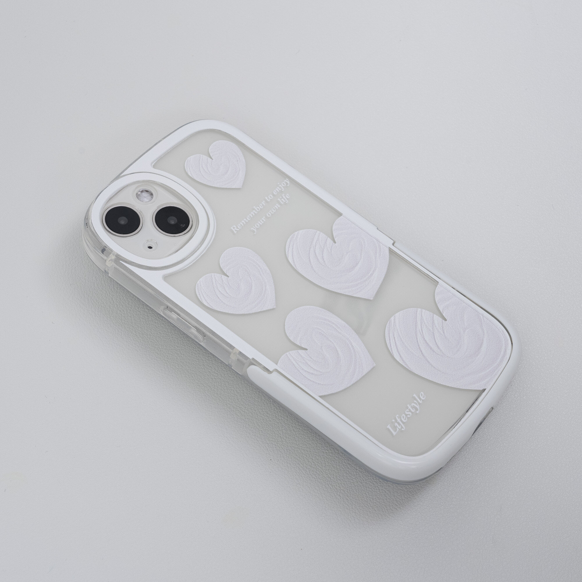 iPhoneスマホケース｜隠しスタンドデザイン・恋のハート・白いハート・落下防止・耐衝撃|undefined