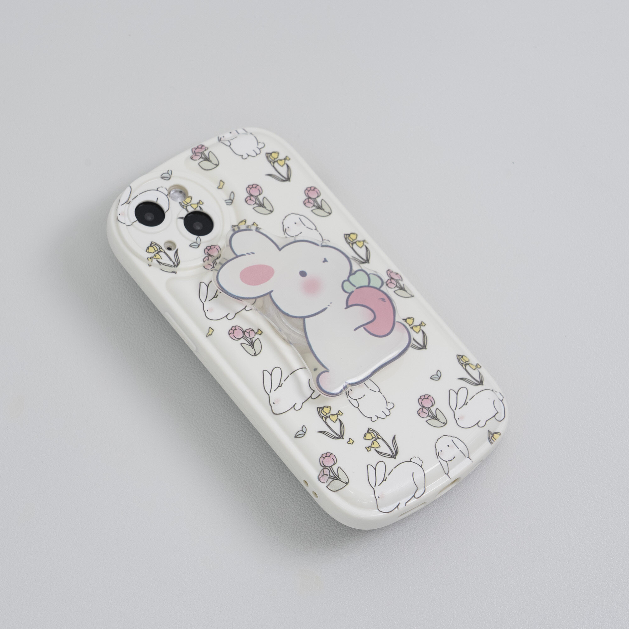 「🥕スタンド」ウサギ柄iPhone対応スマホケース｜エアバック耐衝撃|undefined
