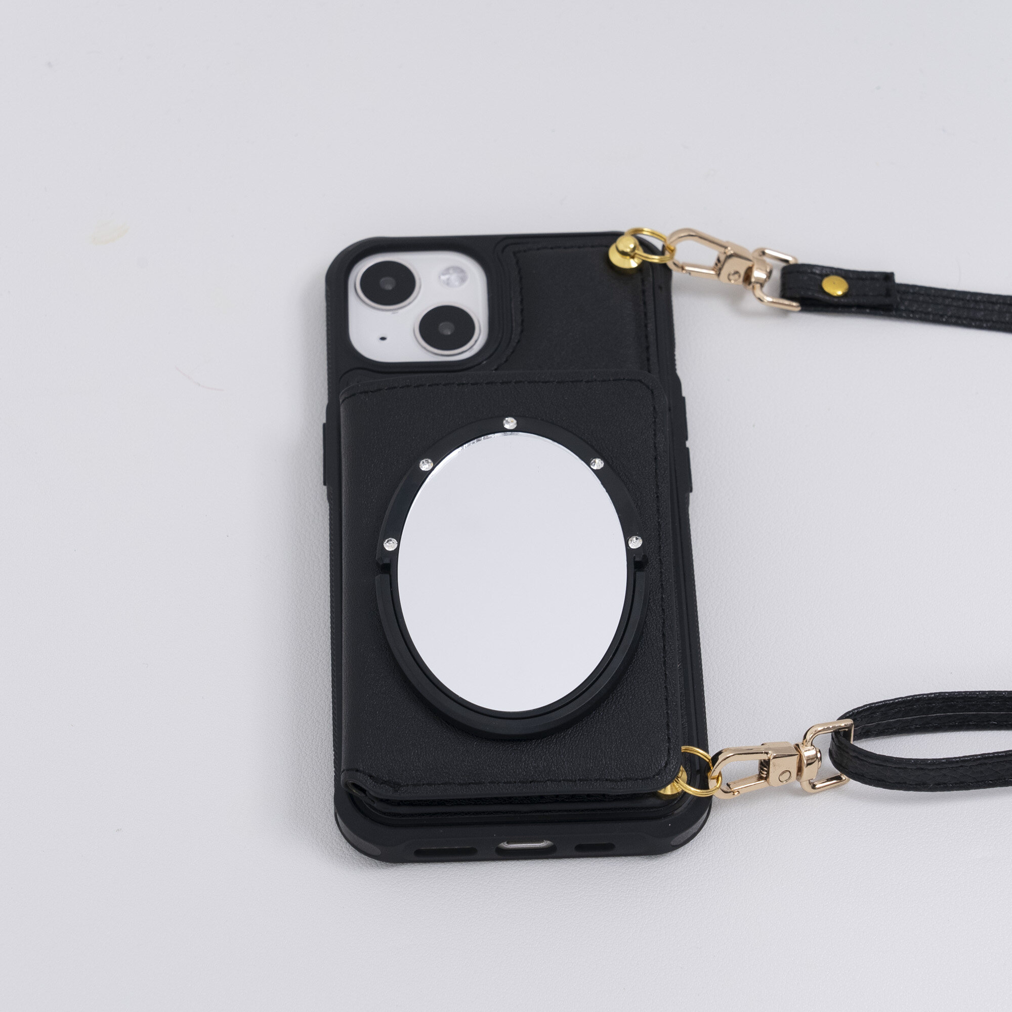 「レザー風・ストラップ付き・鏡付き」 手帳型iPhone対応スマホケース（14も対応） ｜斜めかけでき、のんびりと散歩しよう|undefined