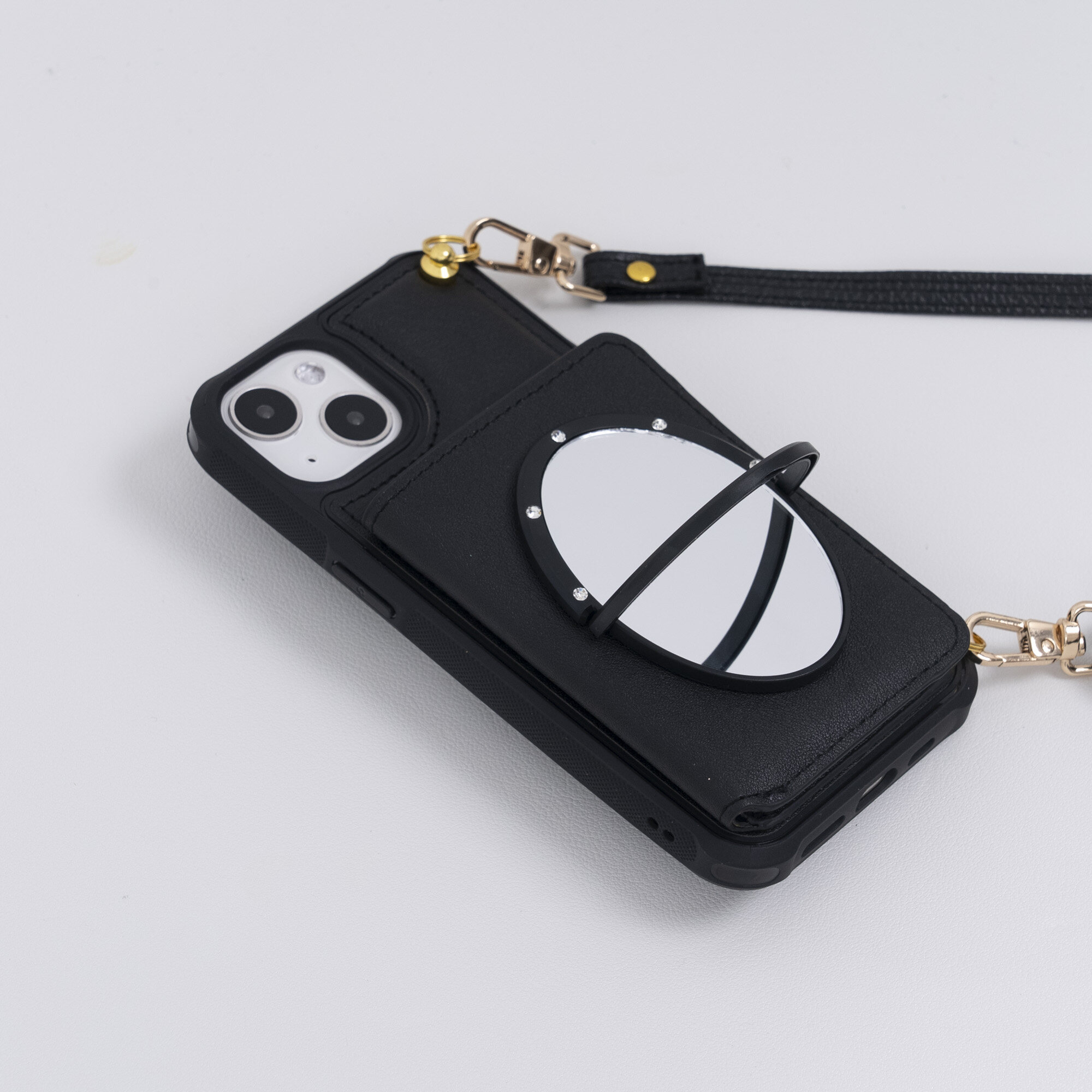 「レザー風・ストラップ付き・鏡付き」 手帳型iPhone対応スマホケース（14も対応） ｜斜めかけでき、のんびりと散歩しよう|undefined