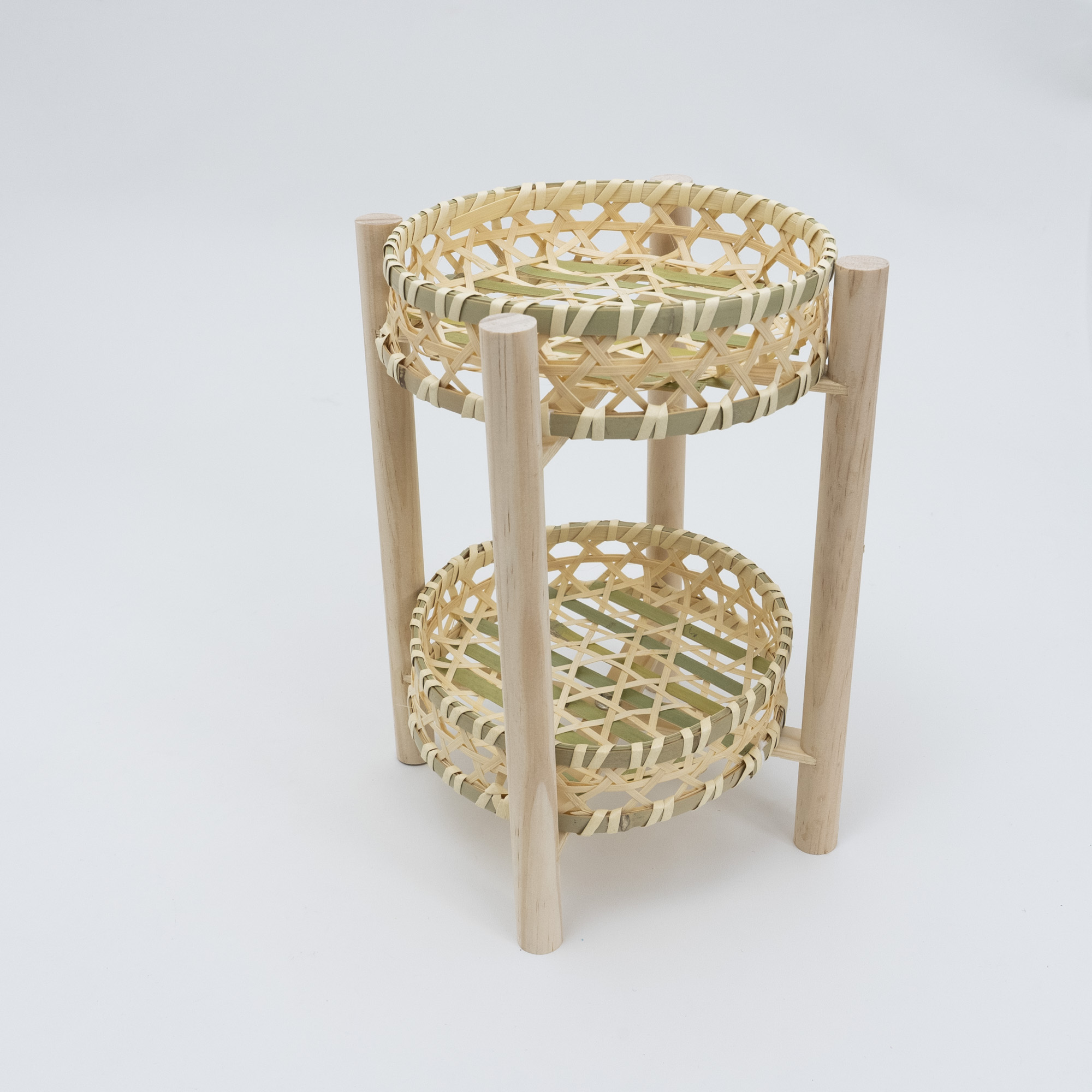2層手作り竹籠｜木製飾り台と竹製の籠、陳列品の魅力UP！|undefined