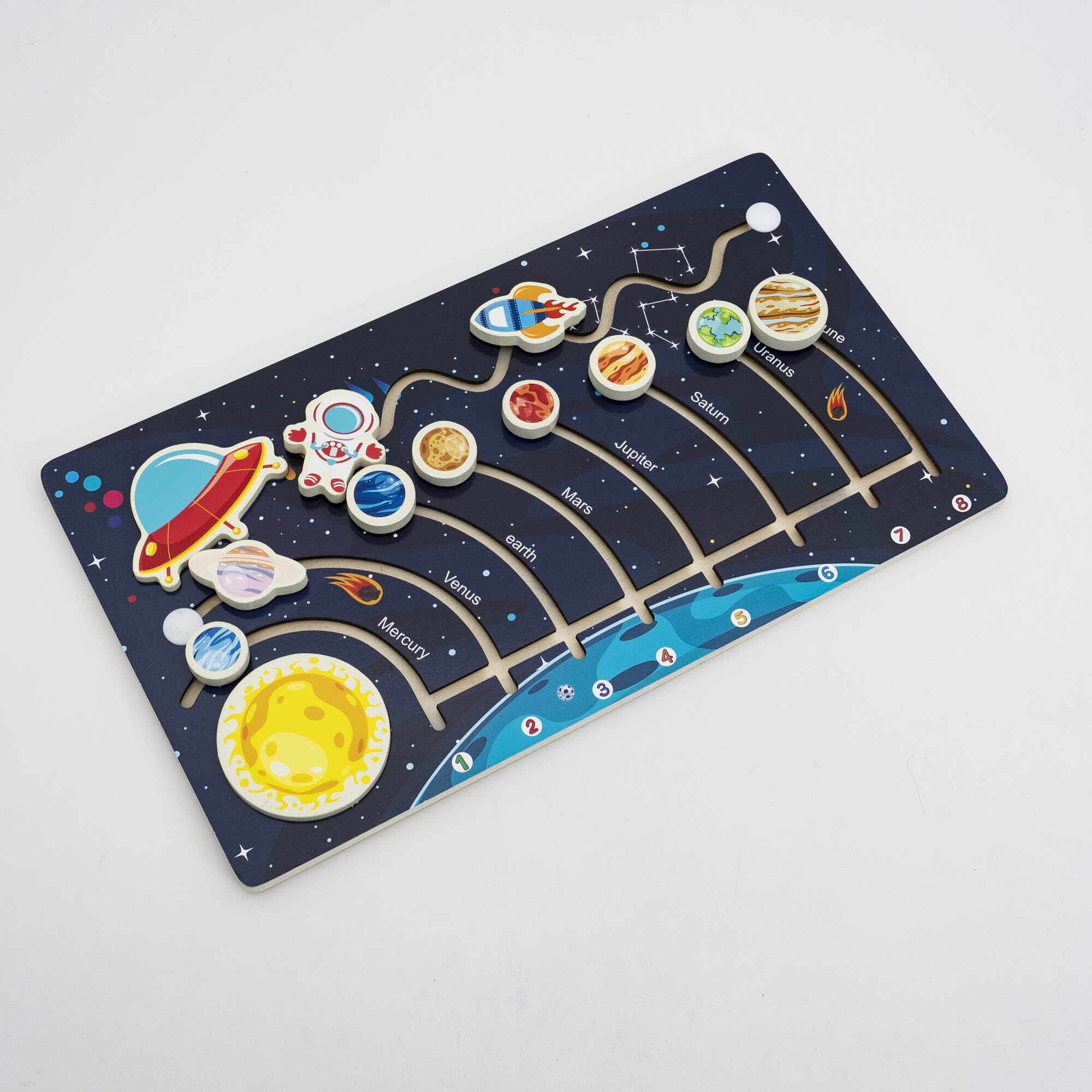 パズル太陽系のおもちゃ,子供用太陽系パズル |  木製宇宙ジグソー 惑星 就学前教育 学習モンテッソーリおもちゃ|undefined