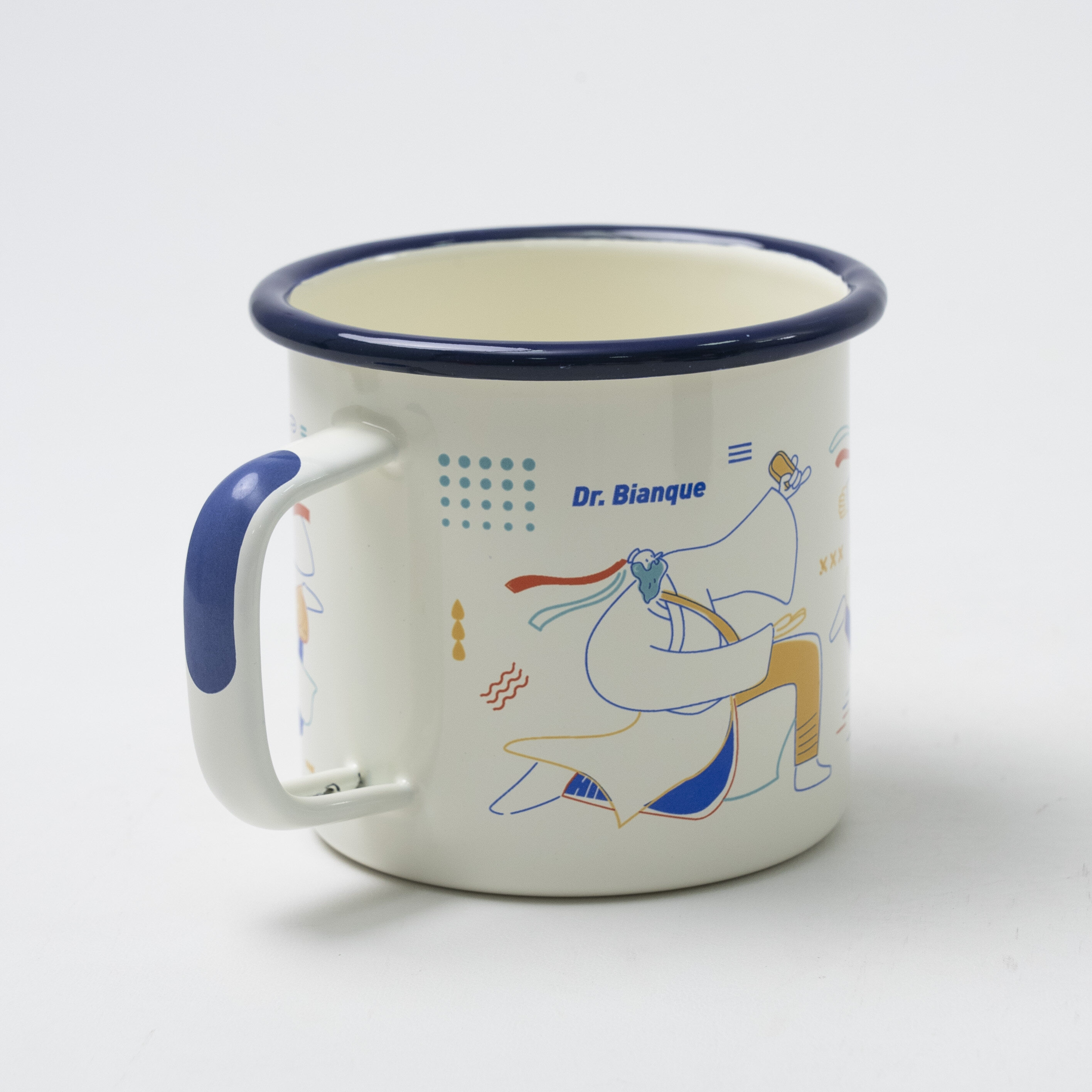 【樹可】蓋つきマグカップ（ブルー400ml）｜ 琺瑯製 神話の漫画イラスト入り|undefined