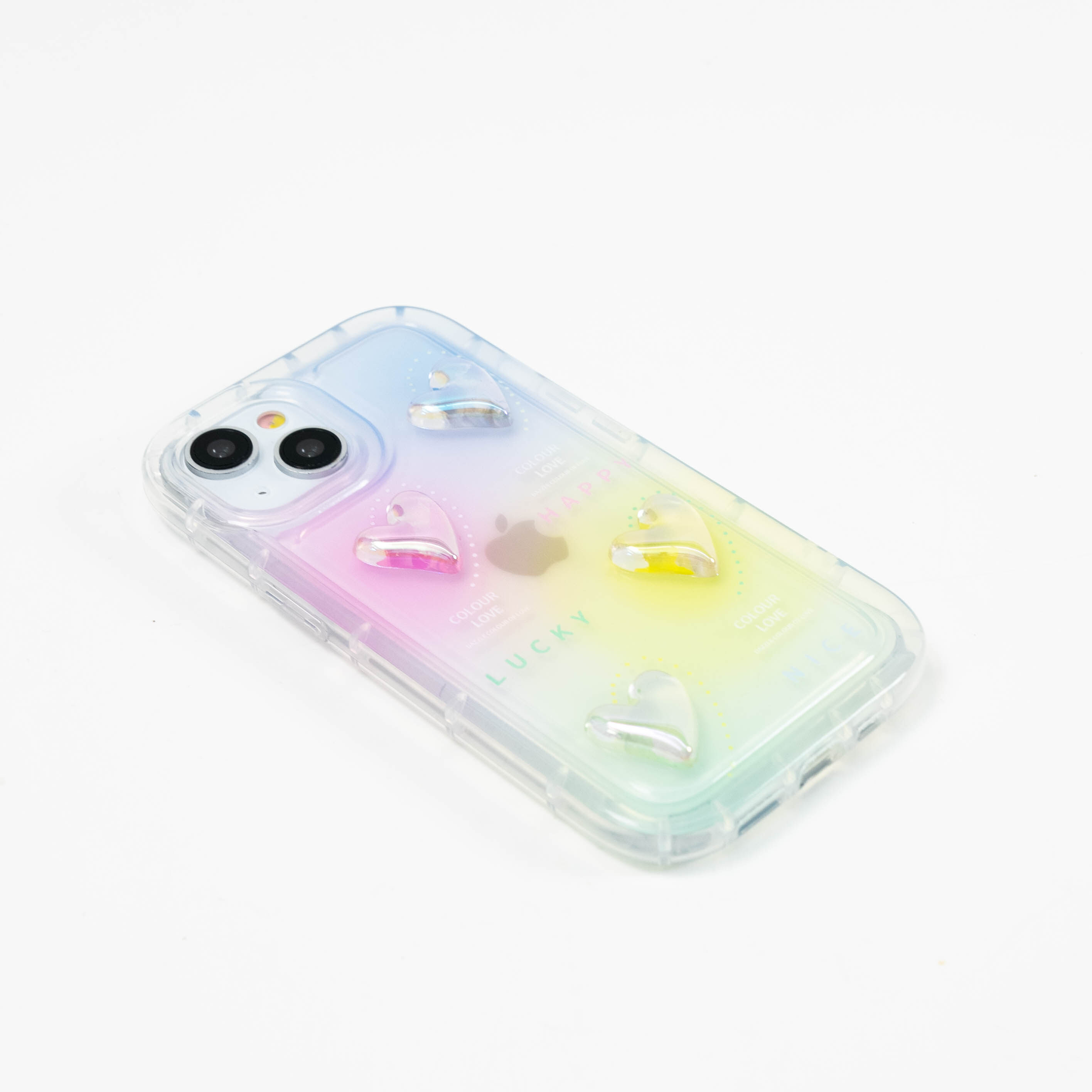 立体ハート柄 虹色のスマホケース丨弾力がある柔らかいTPU素材を使用しているため、簡単に着脱可能|undefined