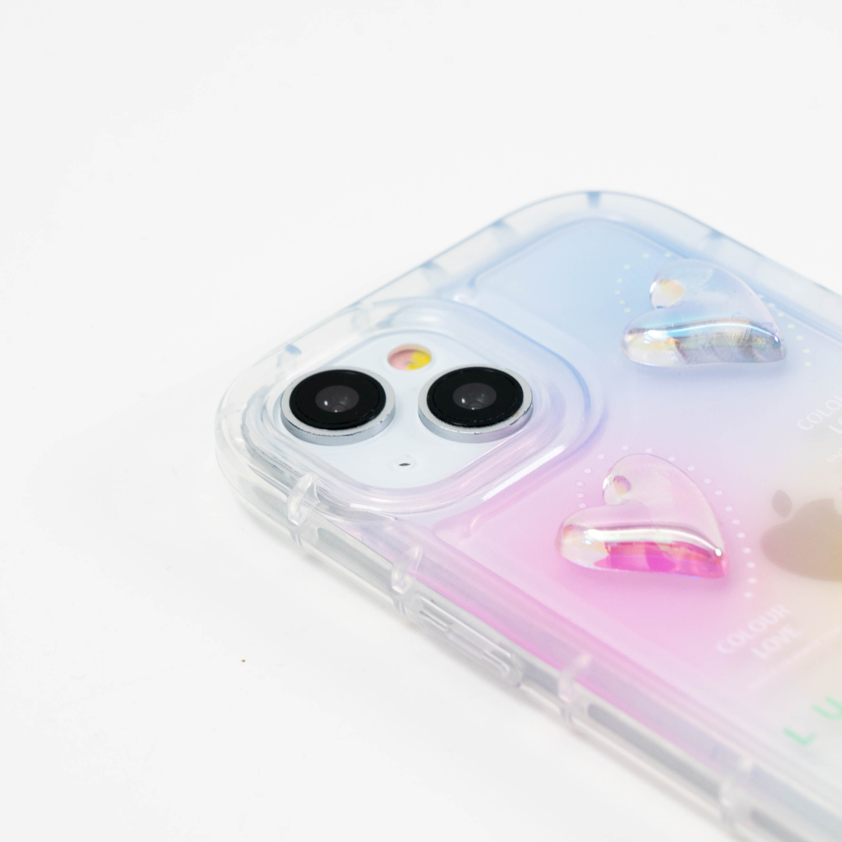 立体ハート柄 虹色のスマホケース丨弾力がある柔らかいTPU素材を使用しているため、簡単に着脱可能|undefined