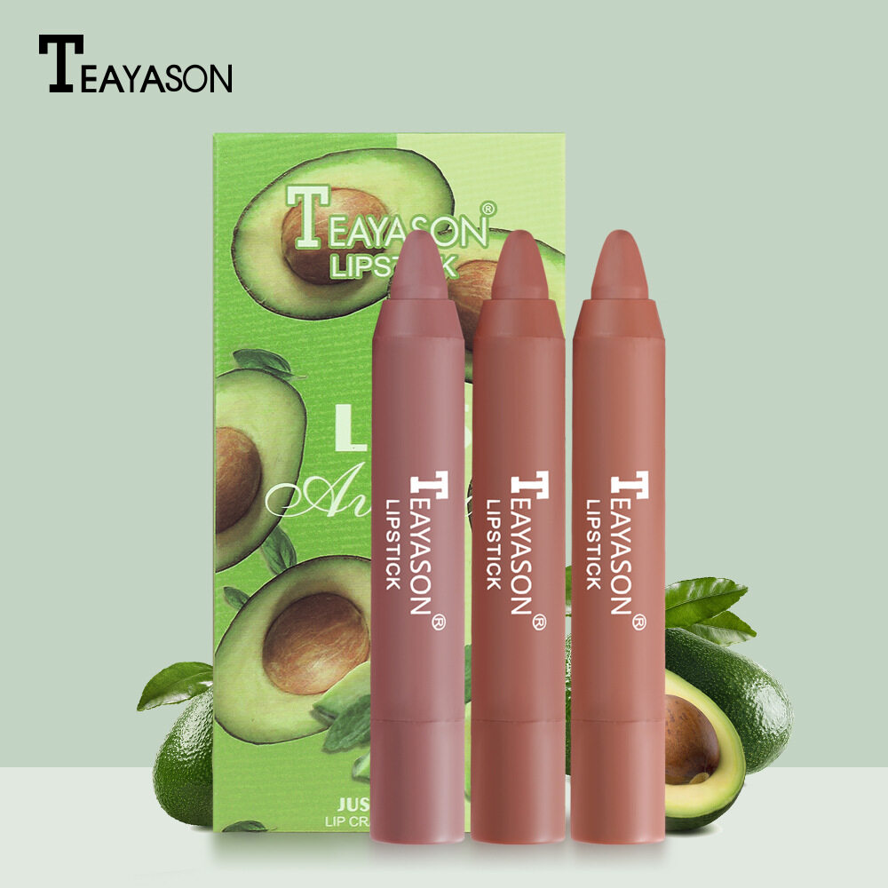 クレヨンリップスティック3pcs小型セット口紅マットマットベルベットエア口紅ペンシル化粧品|undefined