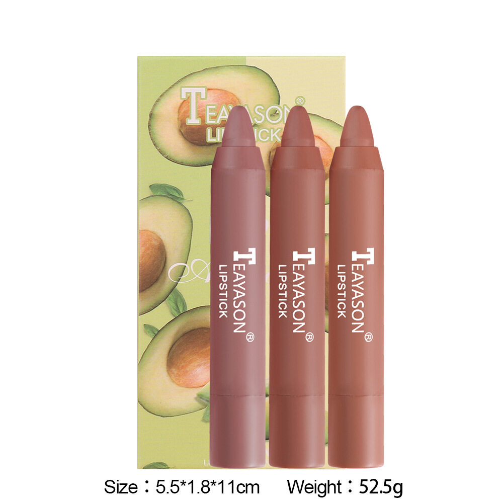 クレヨンリップスティック3pcs小型セット口紅マットマットベルベットエア口紅ペンシル化粧品|undefined