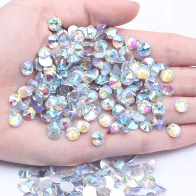 樹脂ドリル 7mm 8mm 白 ホワイト AB ブラック 14カット 平底 イミテーション オーストリア樹脂ドリル ネイルアート ジュエリー 髪飾り 装飾品