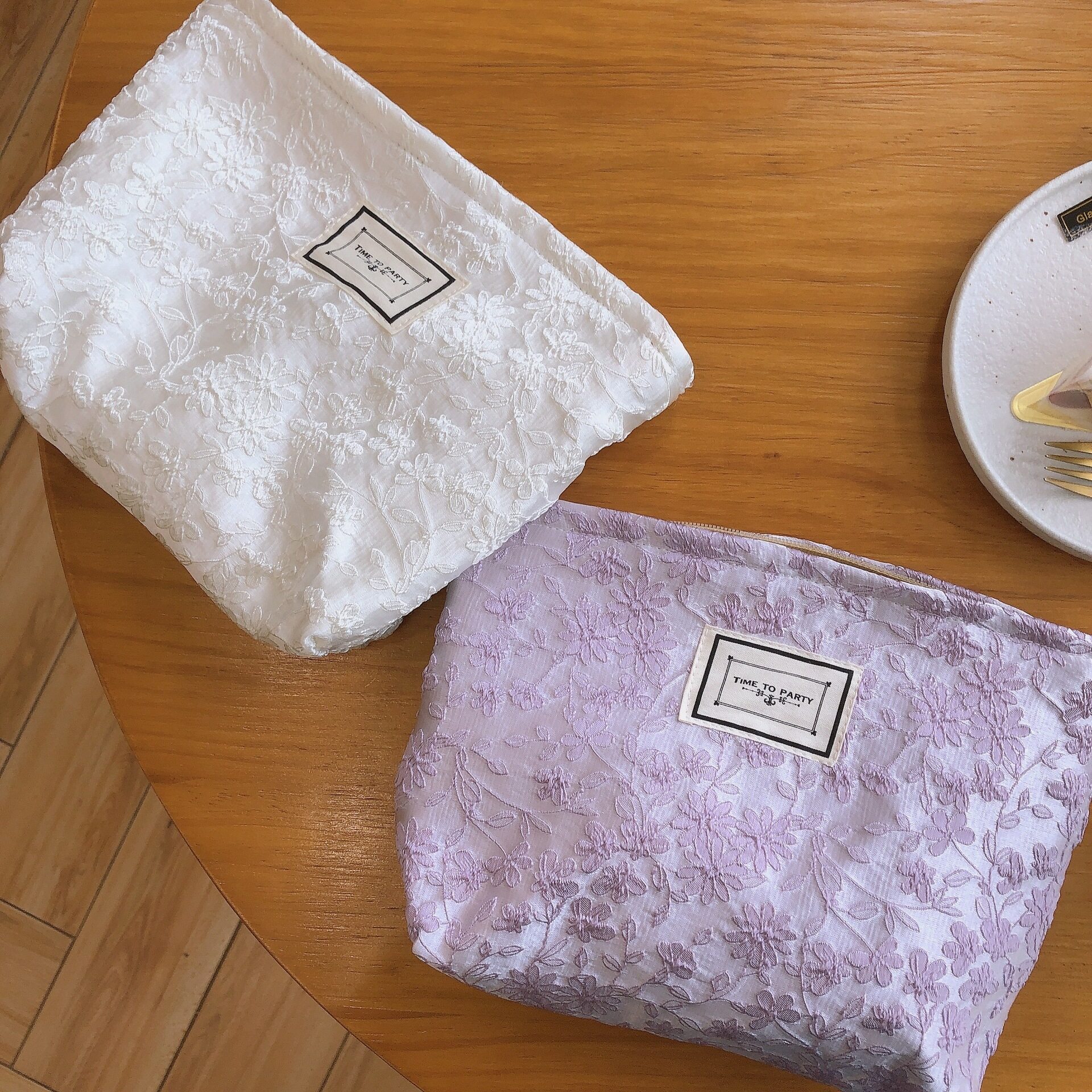 化粧ポーチ レディース｜中国風刺繍布化粧品バッグレディースクラッチバッグファブリックストレージバッグバッグ新鮮な文学的な無地の色で無地|undefined