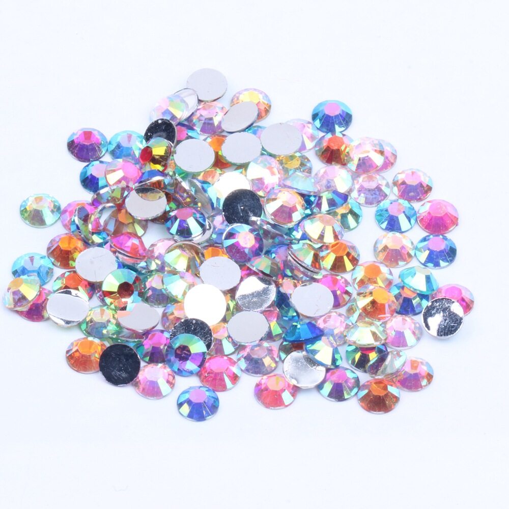 カラフルな平底樹脂ドリル2-6MM14ファセット多色DIYネイルアートアクセサリー|undefined