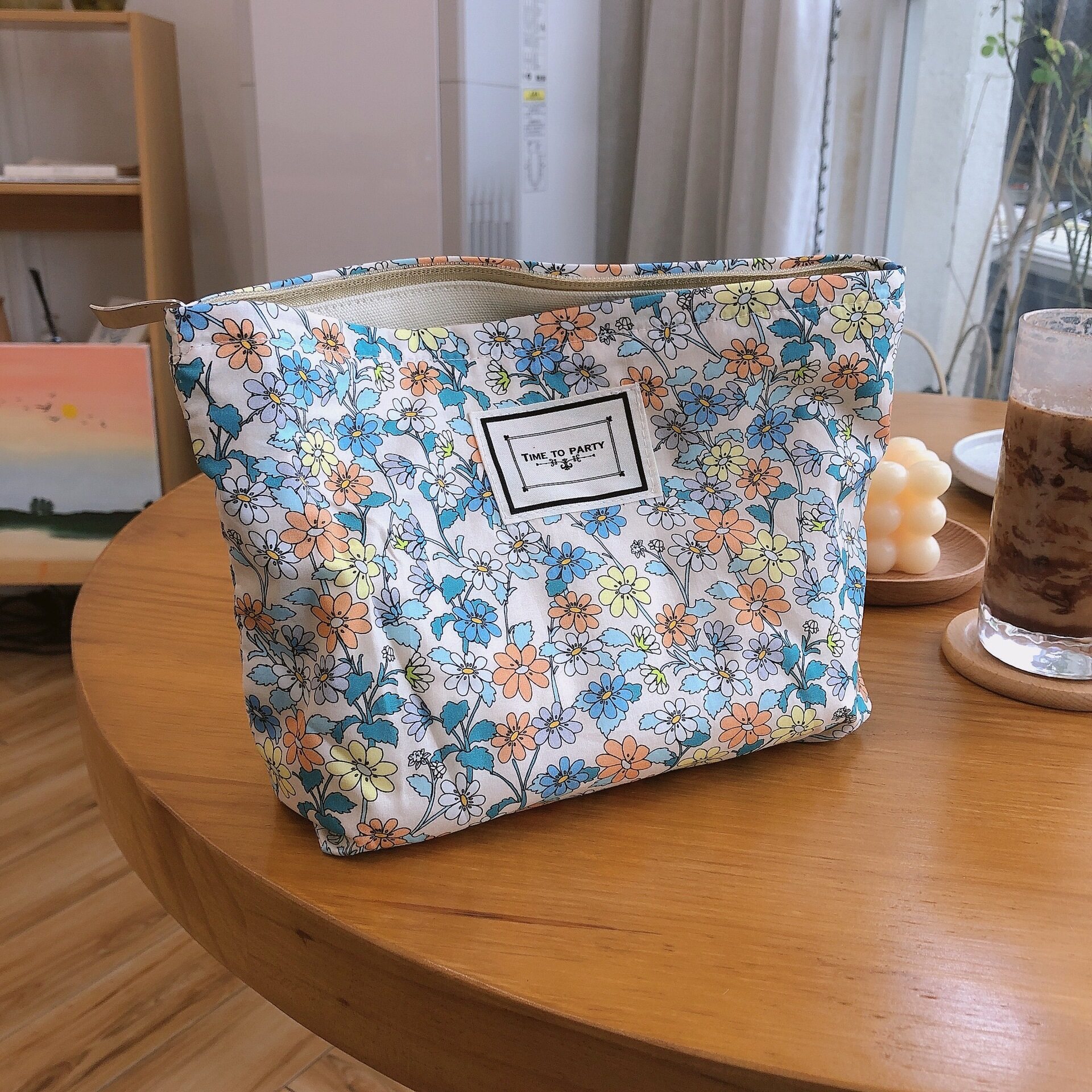 化粧ポーチ レディース｜夏新作 花柄コットンバッグ メイクバッグ レディース クラッチバッグ 布製収納バッグ 文学的なフレッシュなニッチデザイン|undefined