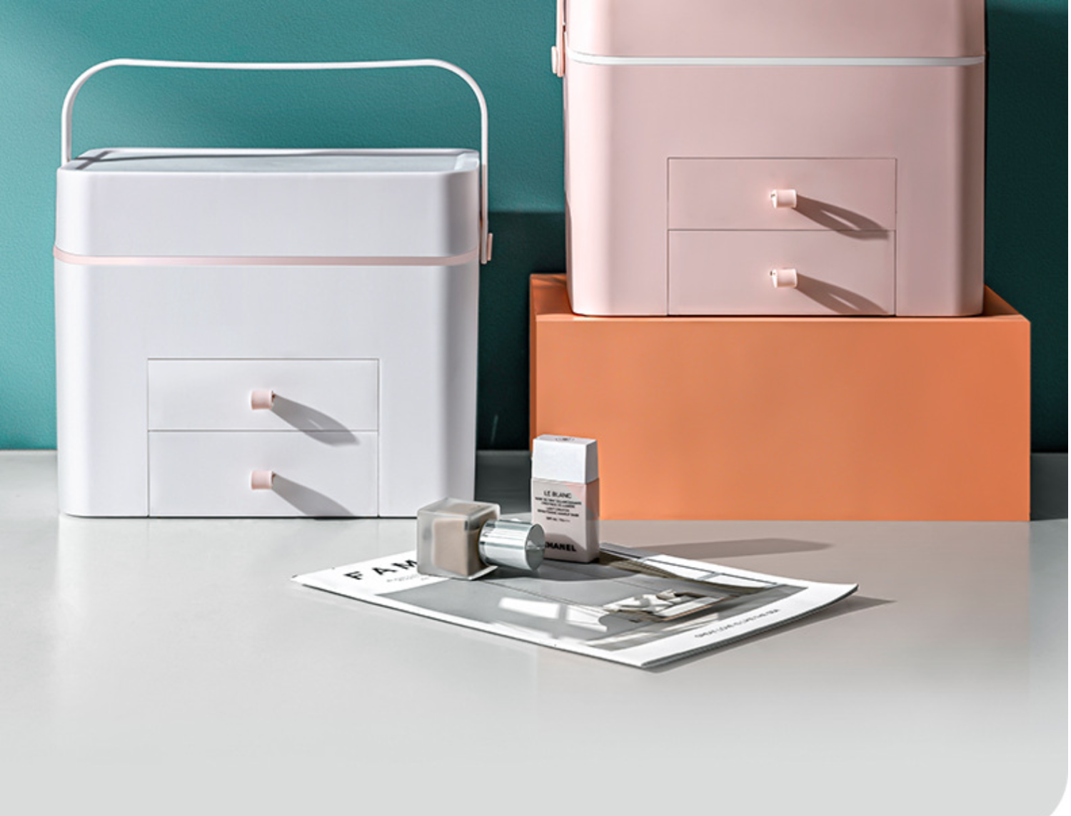 コスメボックス 化粧箱 大容量 収納上手なコスメボックス 鏡付き