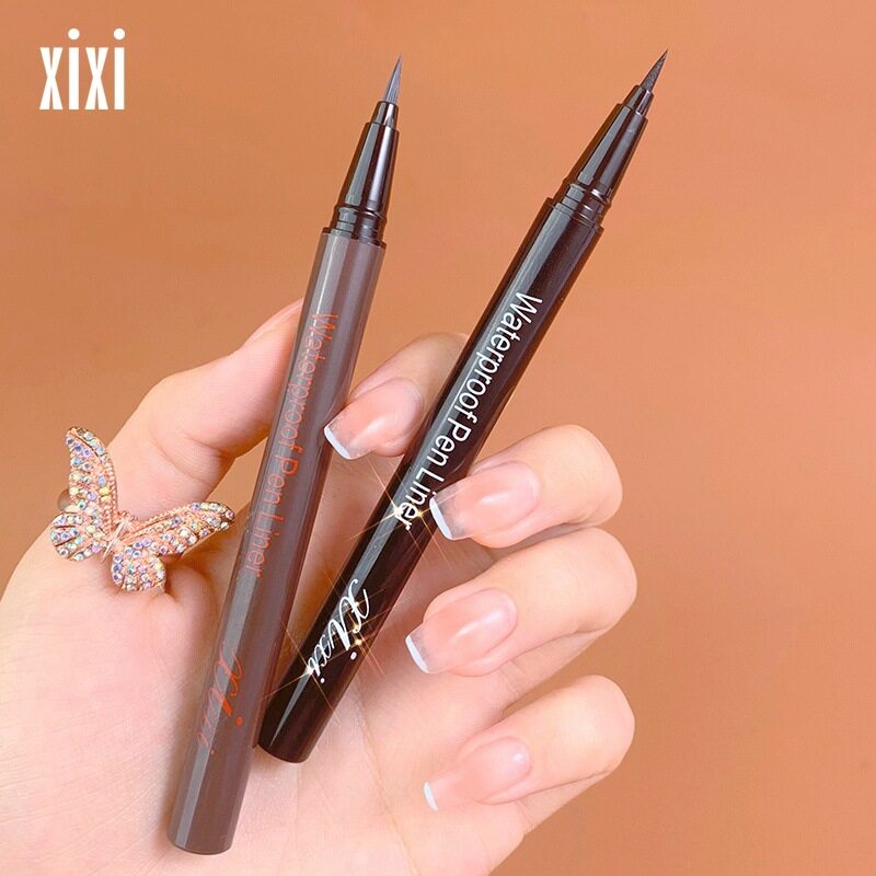 xixi持続防水防汗、にじまない速乾アイライナーペン初心者用茶色ハード＆ソフトペンシル。|undefined
