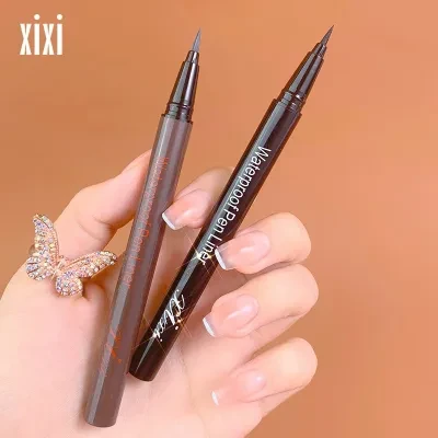 xixi持続防水防汗、にじまない速乾アイライナーペン初心者用茶色ハード＆ソフトペンシル。