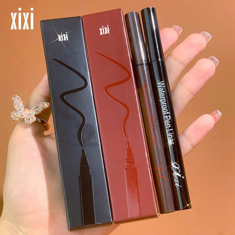 xixi持続防水防汗、にじまない速乾アイライナーペン初心者用茶色ハード＆ソフトペンシル。|undefined