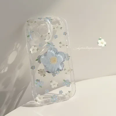 ワクワク広場 小花柄 クリア スマホケース丨「iPhone多機種対応」 おしゃれ 韓国 大人可愛い インスタ 人気 話題  ストラップホール付き 耐衝撃 
