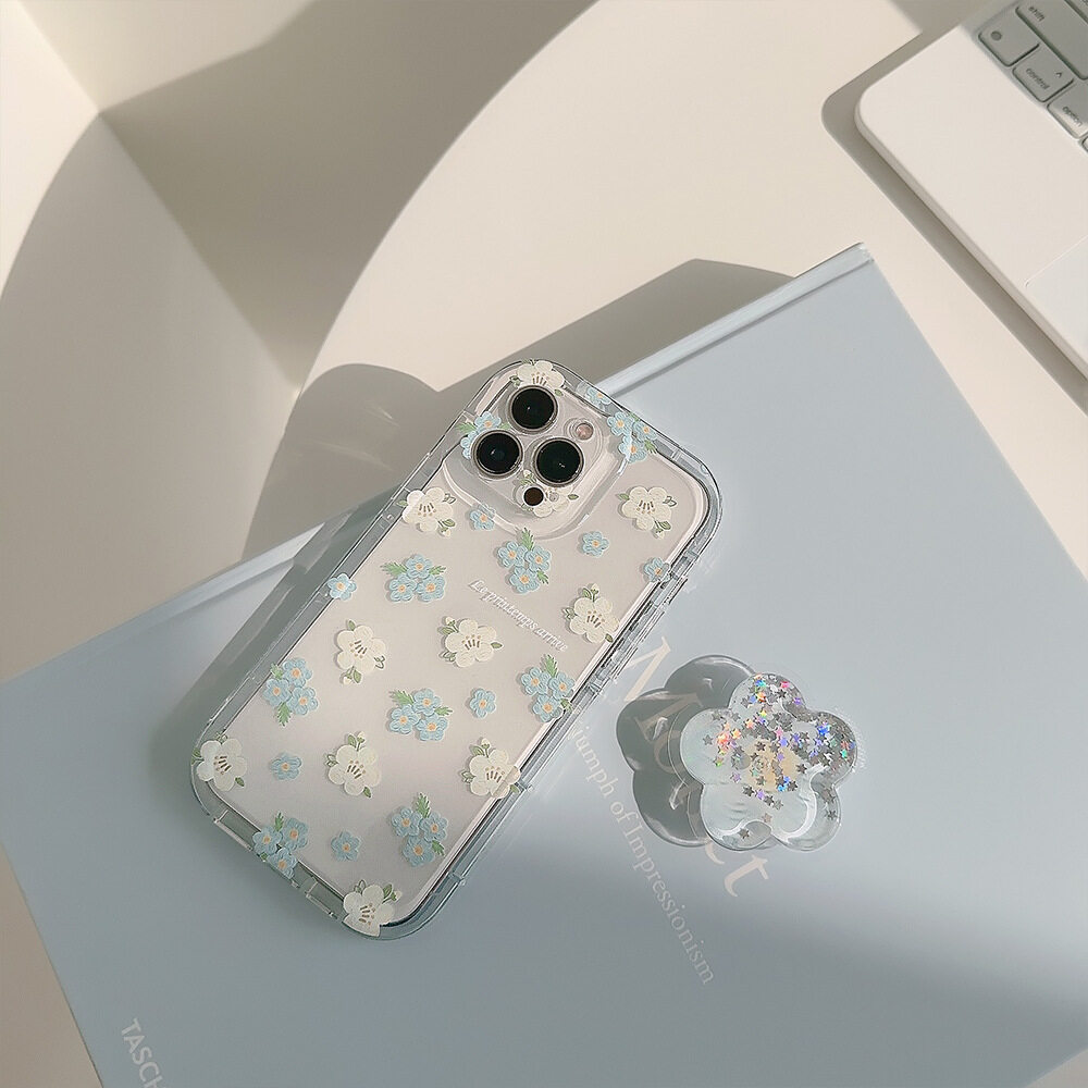 小花柄 クリア スマホケース丨「iPhone多機種対応」 おしゃれ 韓国 大人可愛い インスタ 人気 話題  ストラップホール付き 耐衝撃 |undefined