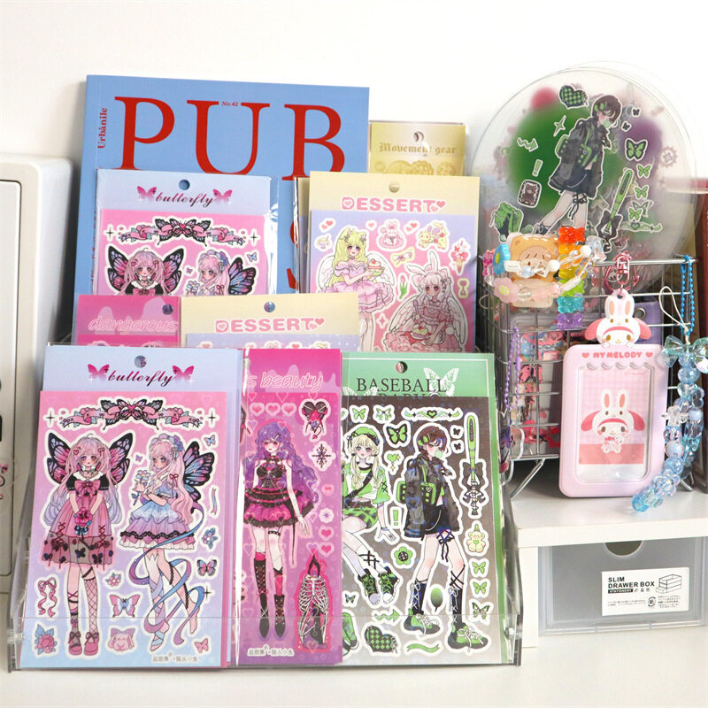 コラージュ素材｜INS風・おしゃれ・かわいい・2枚セット・PVC・手帳素材・コラージュ・シール・文房具・雰囲気|undefined