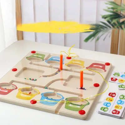 子供用の木製対戦ペンゲーム！カラフルで楽しい！磁石付きで移動も簡単！2人で遊べる知育玩具！