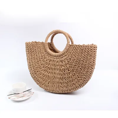 草編みバッグ♪レトロな手提げバッグ！シンプルなデザイン！