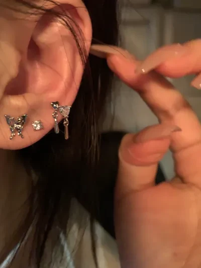 6点セット！可愛い蝶のイヤリング！女性に人気のデザイン！高級感のあるシルバーアクセサリー！