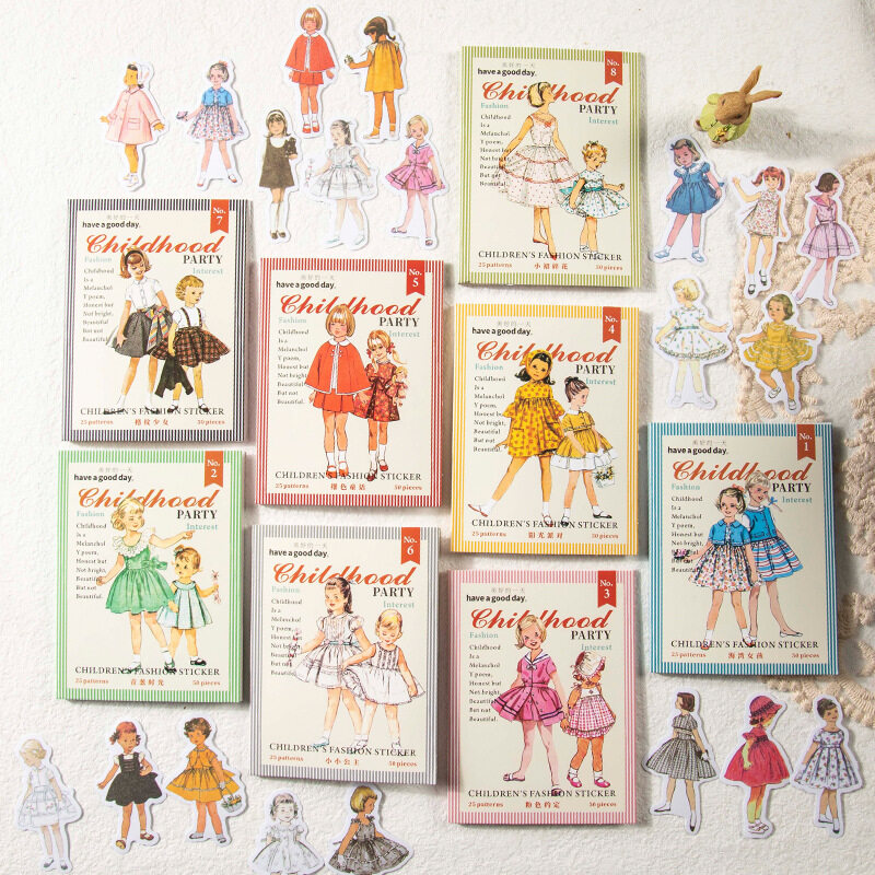 コラージュ素材｜レトロ・西洋風・昔のおしゃれな女の子たち・かわいい・50枚セット・70×70mm・手帳素材・コラージュ・シール・文房具・雰囲気|undefined