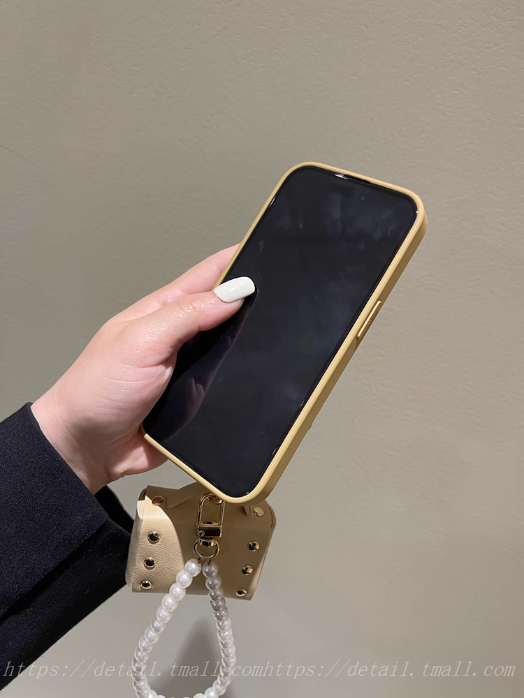 花柄イヤホンケース♪｜カーキ色ビーズ付き・ iPhone14pro max/13/12/11/14pro/13pに対応！|undefined