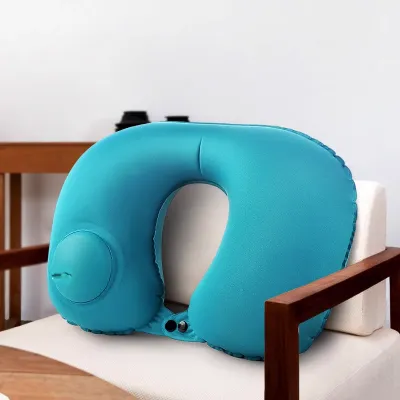 アウトドア旅行のための寝具！押しボタン式U字型エア枕、携帯用頸椎保護枕、首枕、背もたれ！
