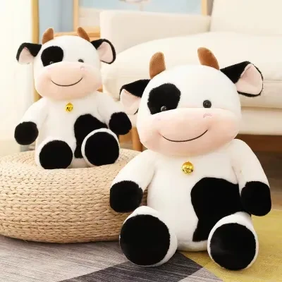 【鈴付き】黒白の牛ぬいぐるみ！寝る時に抱きしめて幸せになろう！