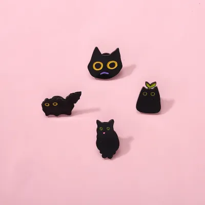 超かわいいブローチ｜キュートな黒猫・カートゥーン・人気商品・ピンバッジ・おしゃれ！