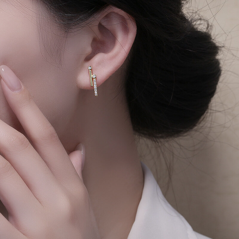 ダブルピアス❘ ジルコニア❘ シンプル 華奢 ❘ お祝い　ギフト　つけっぱなし|undefined