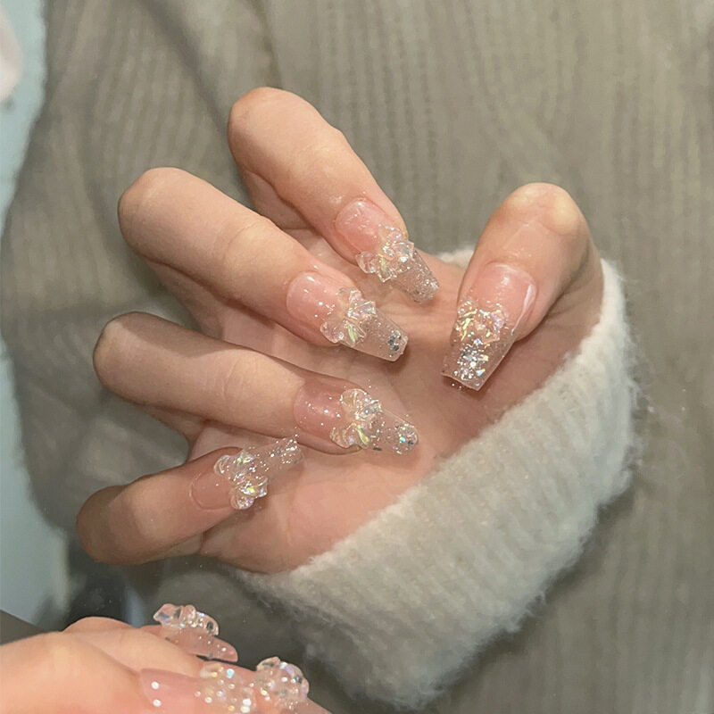 十枚』つけ爪 | ネイルチップ・手つくり・蝶結び・氷・キラキラ