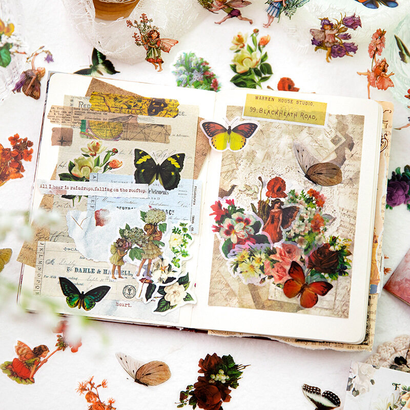 コラージュ素材｜INS風・おしゃれ・かわいい・一枚で5×5cm・30枚入れ・手帳素材・コラージュ・シール・文房具・雰囲気|undefined