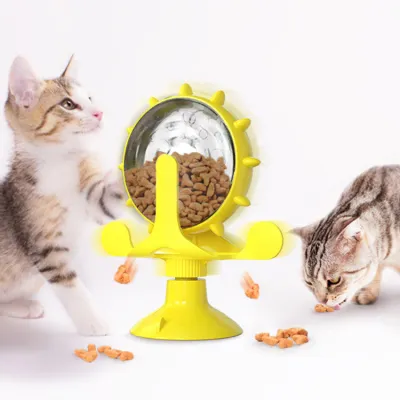 ペット給餌おもちゃ｜おやつボール 回転する風車の猫のおもちゃ 餌入れ 食器 早食い対策
