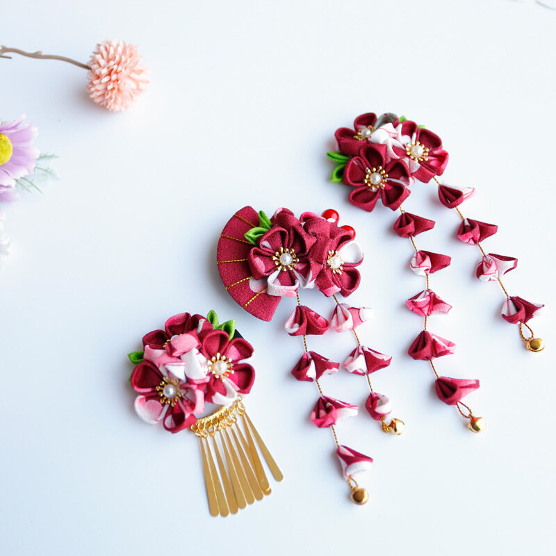 髪飾り付け｜つまみ細工・髪飾り・花・成人式・和服・桜・着物・浴衣・可愛い・和装アクセサリー・おしゃれ・花火大会・結婚式・イベント・優雅・エレガンス・花柄|undefined
