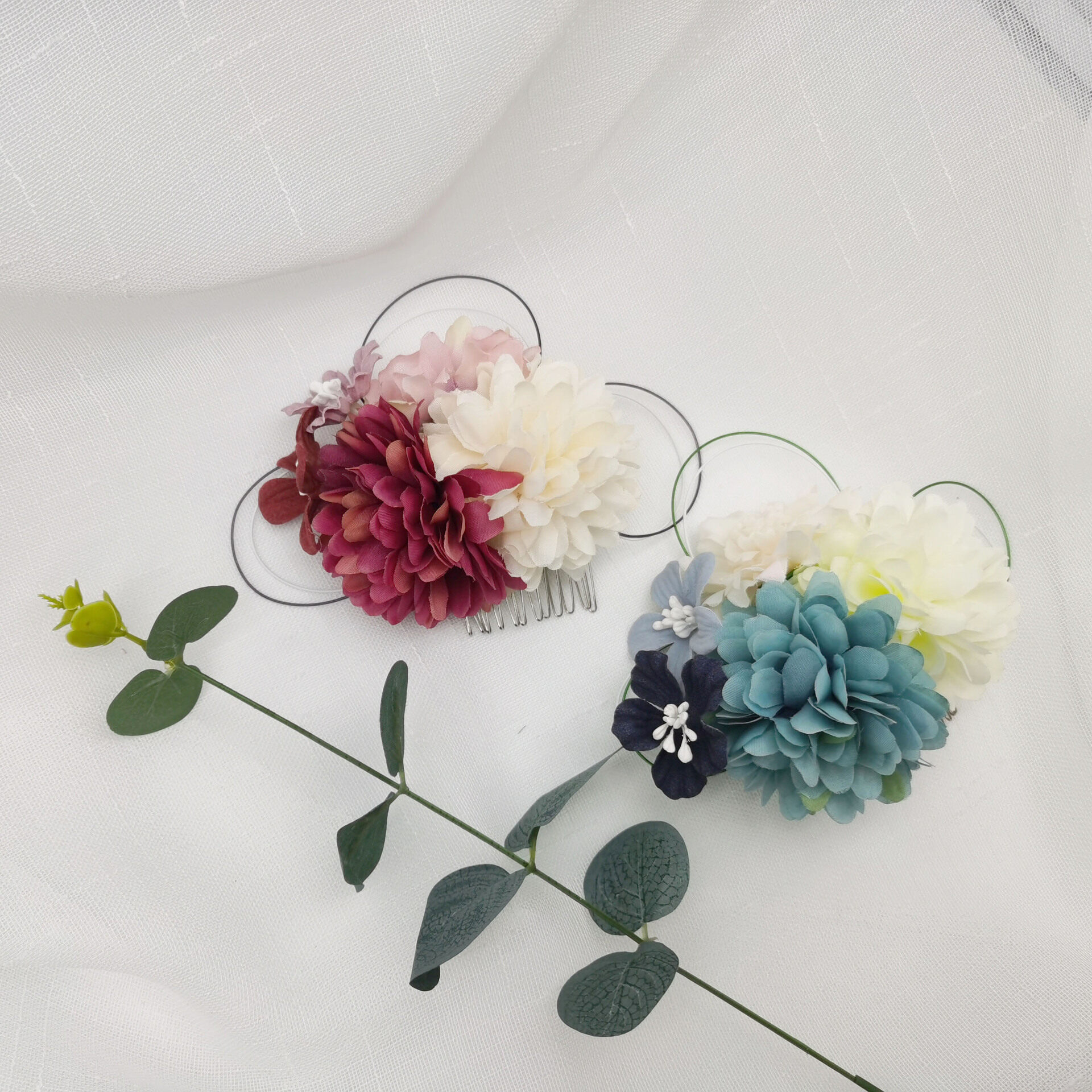 浴衣髪飾り｜菊・造花 ・和装飾り ・古風飾り・髪飾り・浴衣・レディス・着物 ・紐アレンジ・ロープアレンジ・多彩・グリーン・レッド・花火大会・いいプレゼン・美しい|undefined
