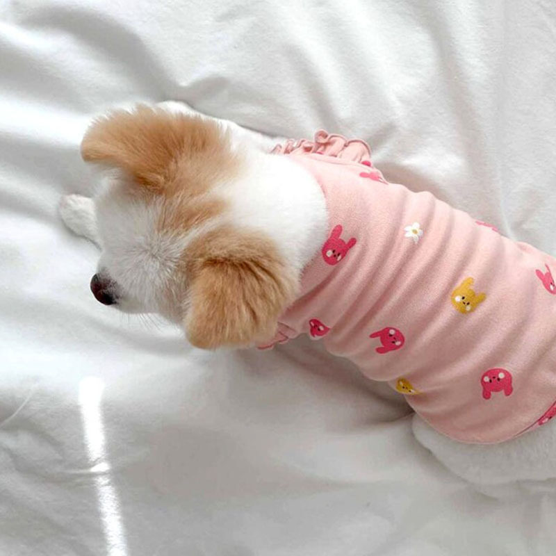 犬服｜ワンピース 着脱やすい 袖なし 通気性 脱毛保護 日焼き防ぐ お出かけ 散歩 可愛い 柔らかい 綿製|undefined