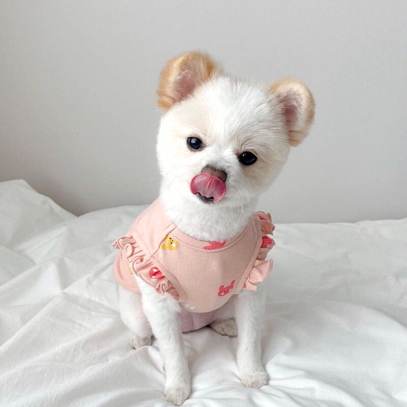 犬服｜ワンピース 着脱やすい 袖なし 通気性 脱毛保護 日焼き防ぐ お出かけ 散歩 可愛い 柔らかい 綿製|undefined