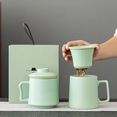 『ビジネス プレゼント用』茶器｜茶ろ過し付き・陶器湯呑み・お客様への実用的な贈り物としても適用