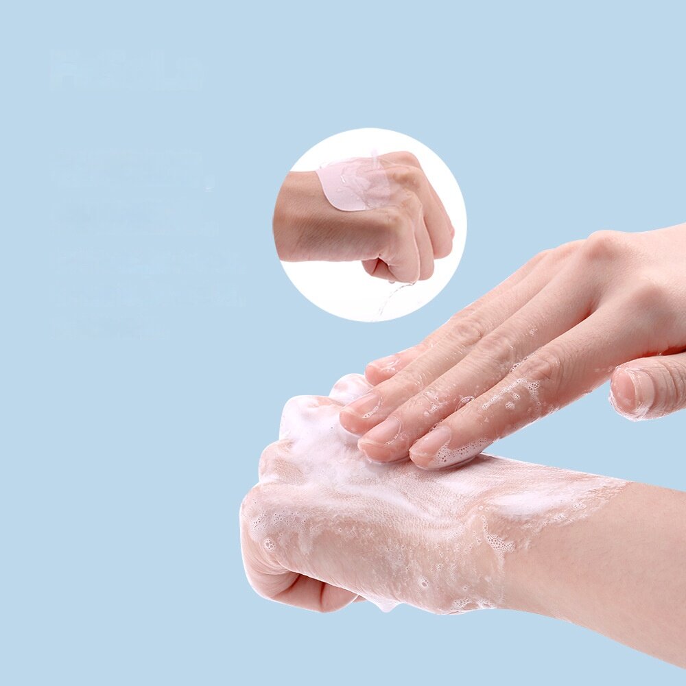 使い捨て紙石けん｜ペーパーせっけん・水またはぬるま湯で泡立てて洗い・携帯やすい・50枚|undefined