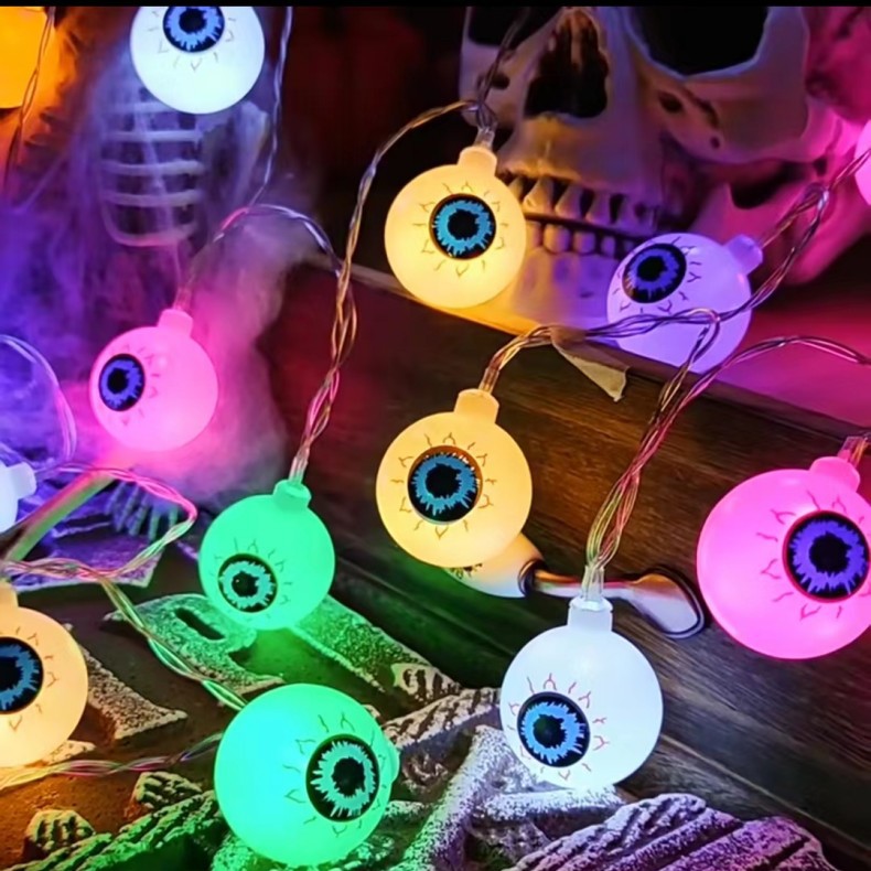 ハロウィン飾りライト| 怖可愛い 目玉ライト USB給電 2メートル10球 文化祭 学園祭