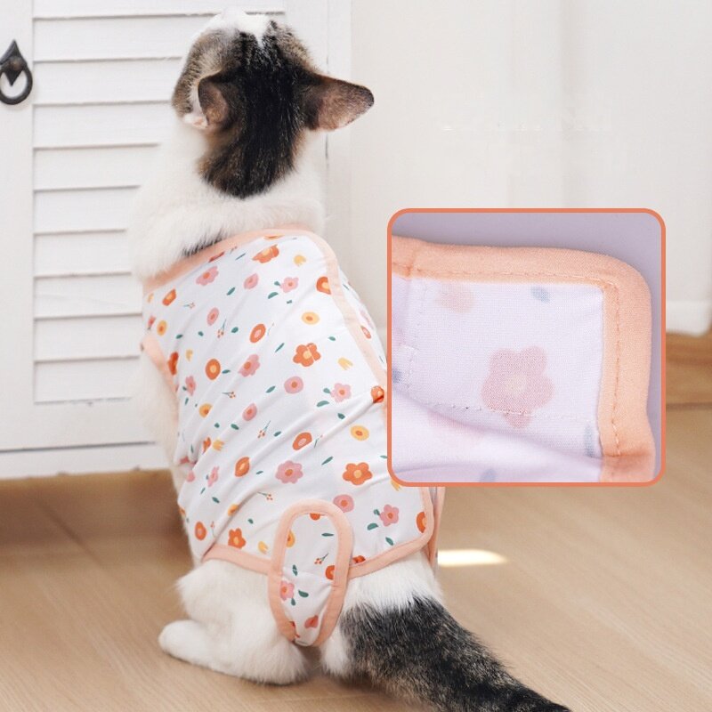 【KARA PET】猫の避妊服｜夏用の薄いペットの断乳服、舐め防止や毛の抜けを防ぐ通気性のある手術後服|undefined