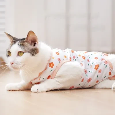 【KARA PET】猫の避妊服｜夏用の薄いペットの断乳服、舐め防止や毛の抜けを防ぐ通気性のある手術後服