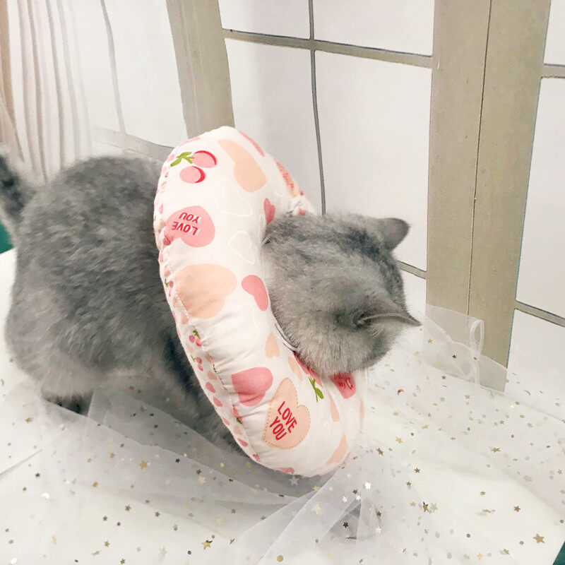 【KARA PET】ヘッドカバー・保護・舐め防止・引っ掻き防止・かわいい・猫・ドーナツ・エリザベスカラー・小型犬|undefined
