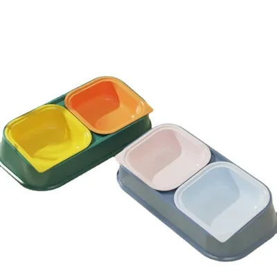 【KARA PET】分離式猫用ボウル・洗える・二つのボウル・猫犬共用・小型犬・首を守る・ペットフードボウル