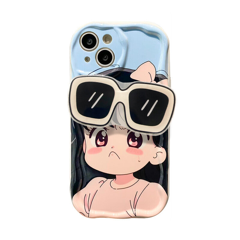 「iPhone多機種対応」メガネをかけた可愛い女の子スマホケース｜ポップクリップ付き・スタンド|undefined